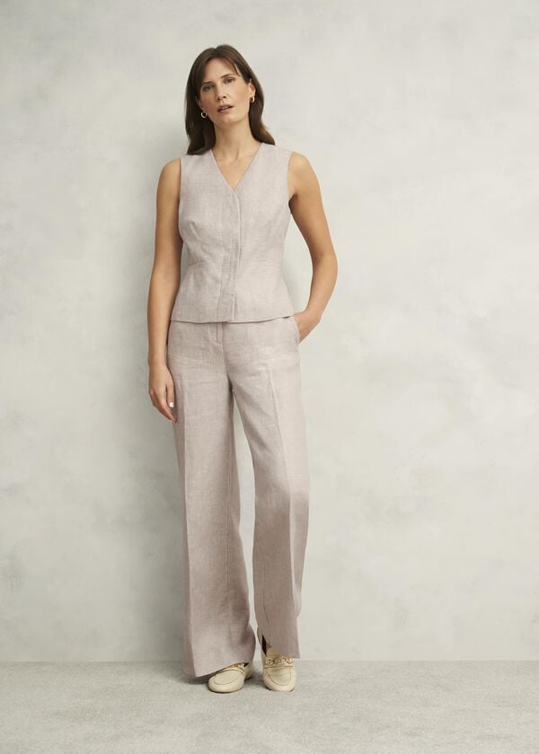 hobbs Alessia Linen Waistcoat Neutral