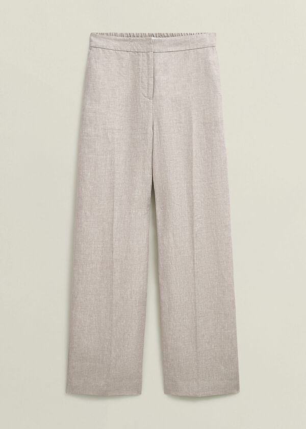 Hobbs Alessia Linen Wide Trousers Neutral