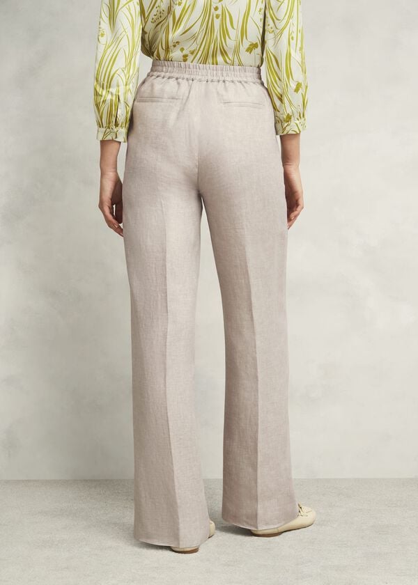 Hobbs Alessia Linen Wide Trousers Neutral