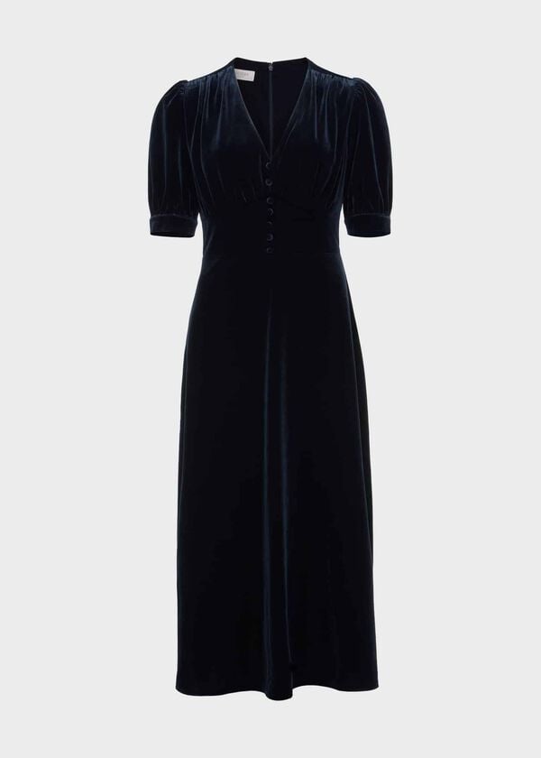 Hobbs Alessia Velvet Jersey Dress Hobbs Navy