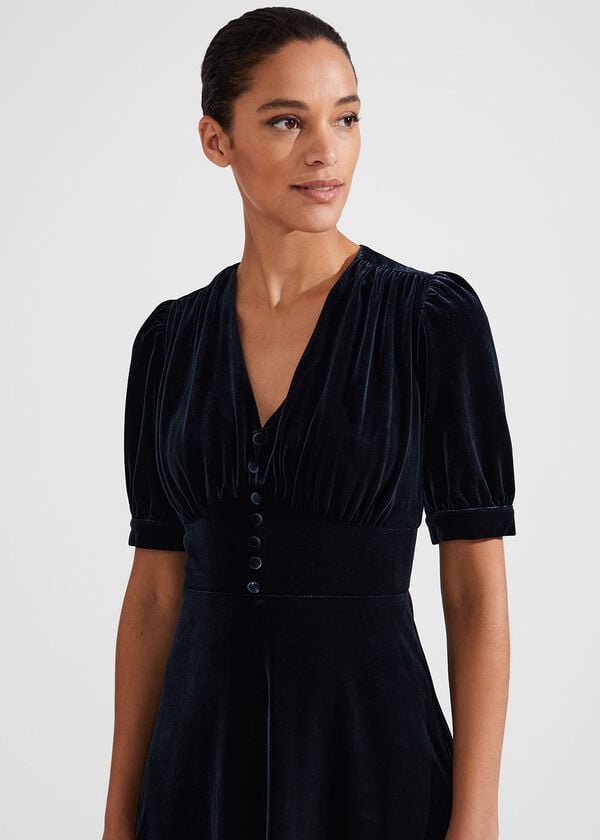 Hobbs Alessia Velvet Jersey Dress Hobbs Navy