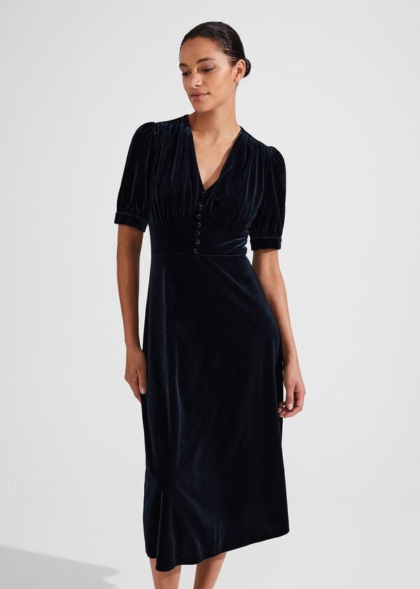 Hobbs Alessia Velvet Jersey Dress Hobbs Navy