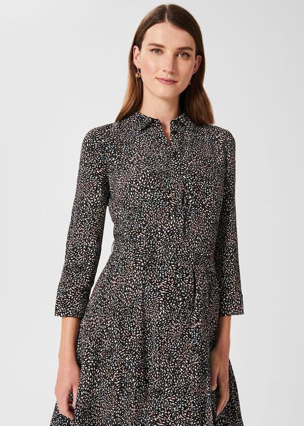 Hobbs Alex Fit And Flare Dress Navy Multi