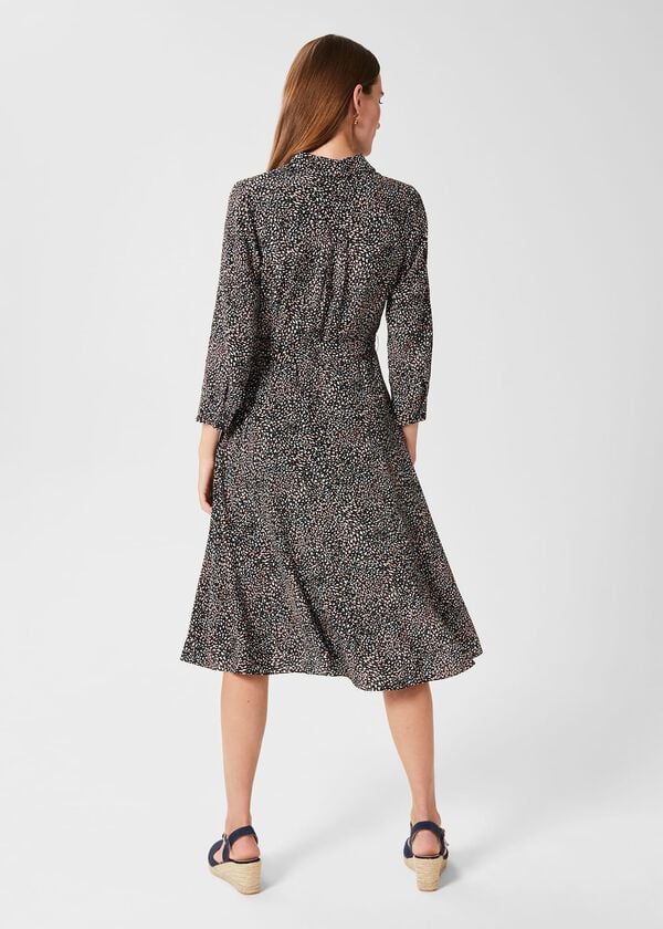 Hobbs Alex Fit And Flare Dress Navy Multi