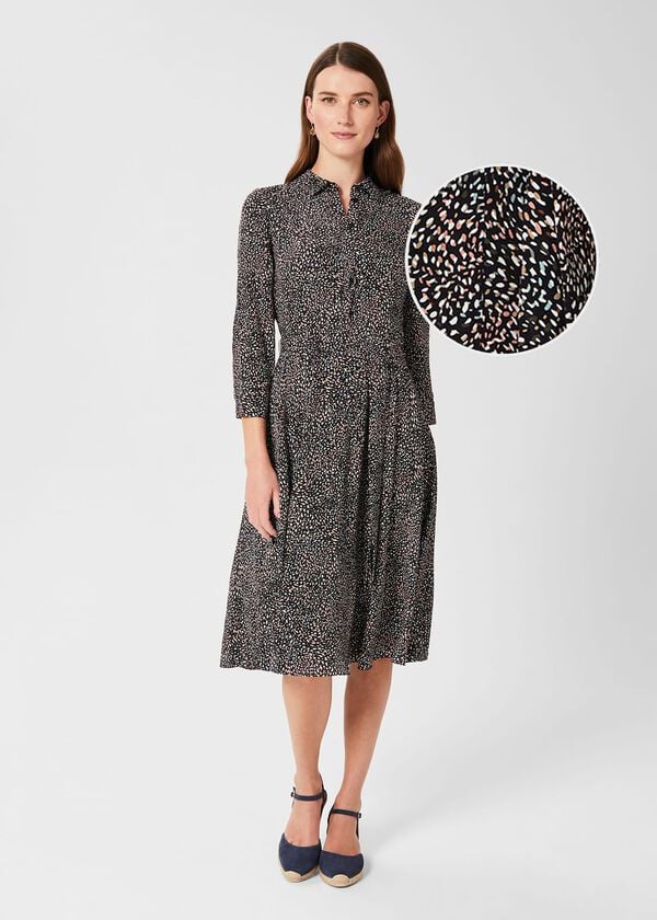 hobbs Alex Fit And Flare Dress Navy Multi
