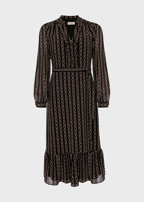 Hobbs Alexia Dress Black Camel