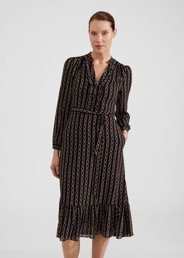 Hobbs Alexia Dress Black Camel