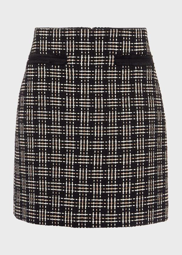 Hobbs Alexis Tweed Aline Skirt Black Ivory