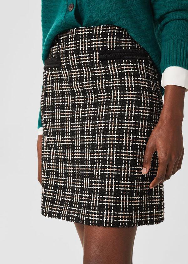 Hobbs Alexis Tweed Aline Skirt Black Ivory