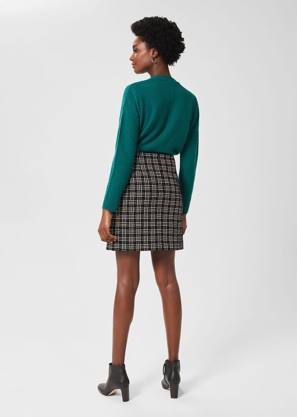 Hobbs Alexis Tweed Aline Skirt Black Ivory
