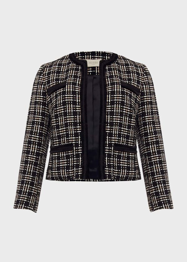 Hobbs Alexis Tweed Jacket Black Ivory