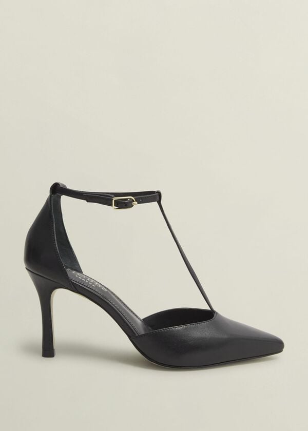 hobbs Alice Leather T-bar Courts Black