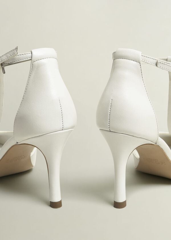 Hobbs Alice T-Bar Leather Court Shoes Ivory