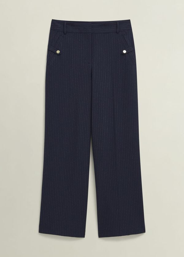 Hobbs Alisa Wide Trousers Navy Ivory