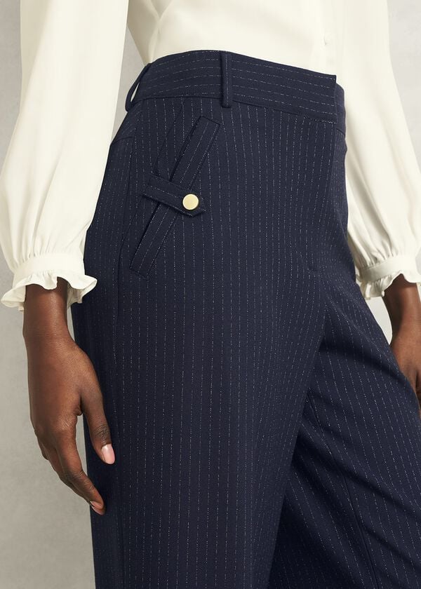 Hobbs Alisa Wide Trousers Navy Ivory