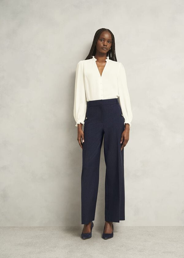 hobbs Alisa Wide Trousers Navy Ivory