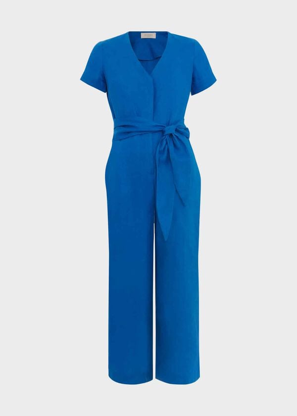 Hobbs Aliya Linen Jumpsuit Atlantic Blue