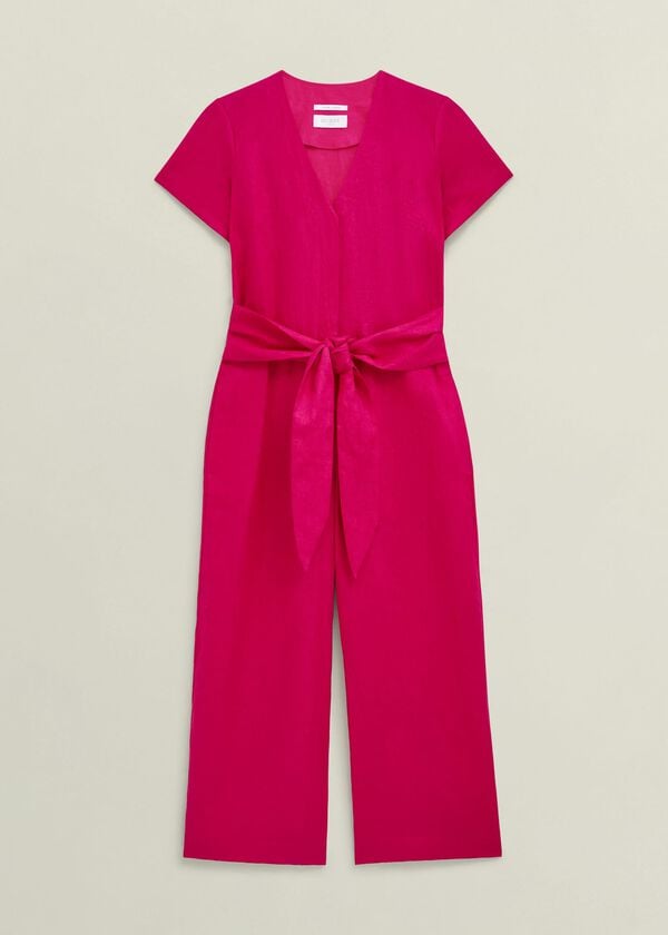 Hobbs Aliya Linen Jumpsuit Zinnia Pink