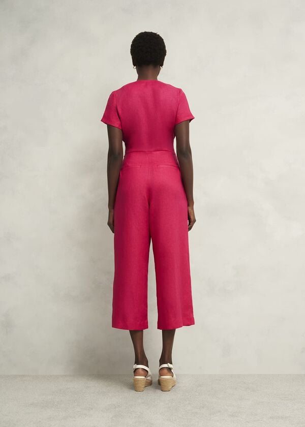 Hobbs Aliya Linen Jumpsuit Zinnia Pink