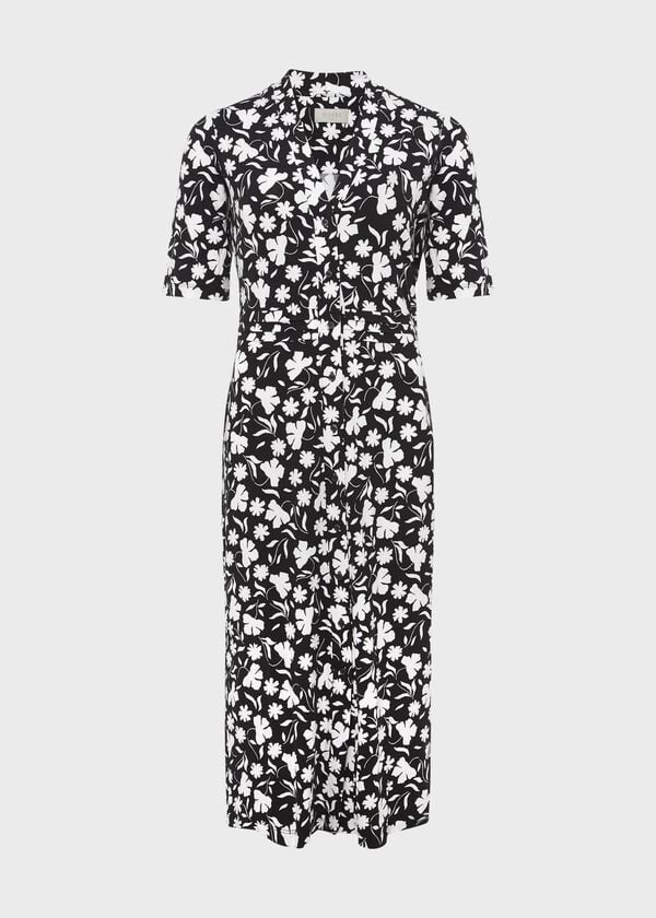Hobbs Aliza Jersey Dress Black Ivory