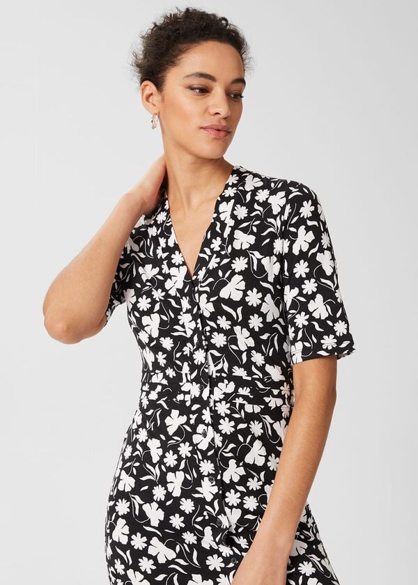 Hobbs Aliza Jersey Dress Black Ivory