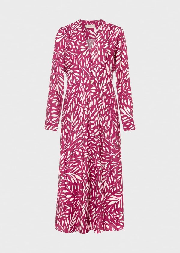 Hobbs Allison Dress Magenta Ivory