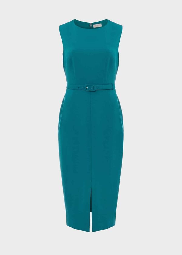 Hobbs Alva Belted Dress Lagoon Blue