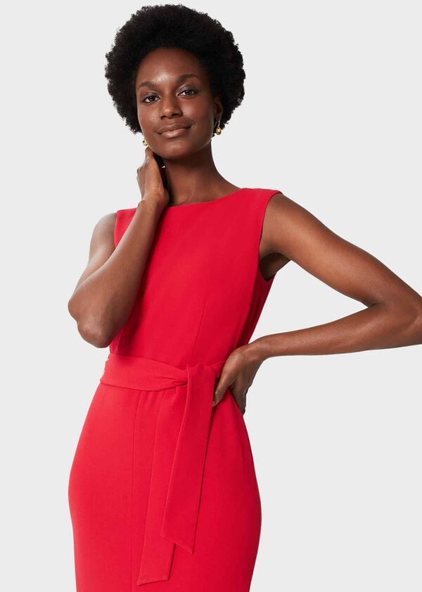 Hobbs Alva Belted Dress Poppy Red