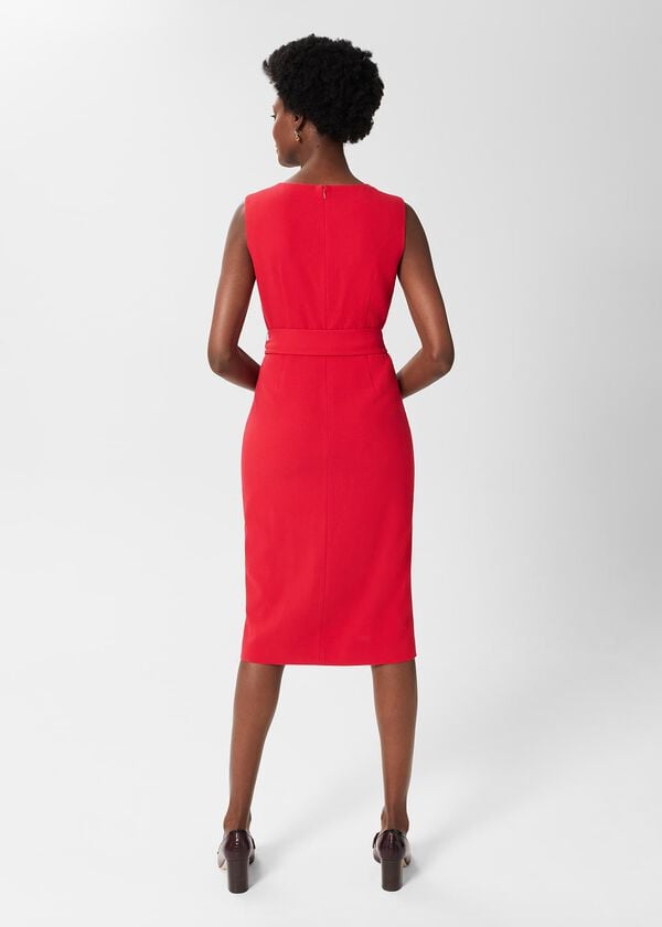 Hobbs Alva Belted Dress Poppy Red