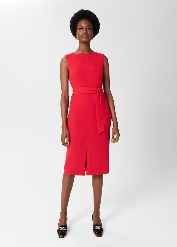 hobbs Alva Belted Dress Poppy Red