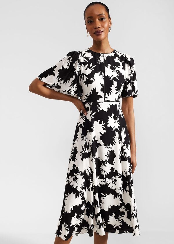 Hobbs Alva Dress Ivory Black