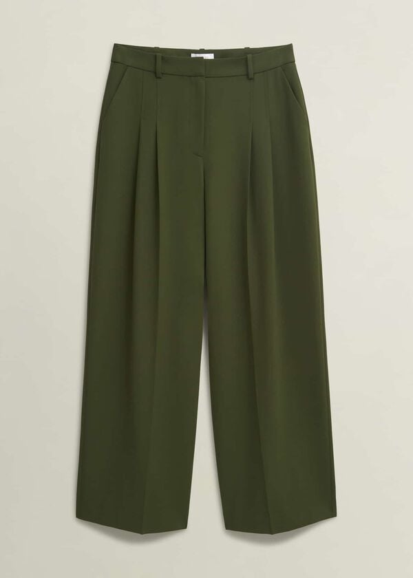 Hobbs Alya Wide Trousers Dark Fern Green