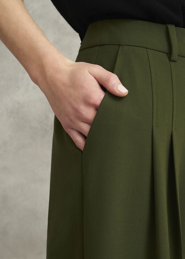 Hobbs Alya Wide Trousers Dark Fern Green