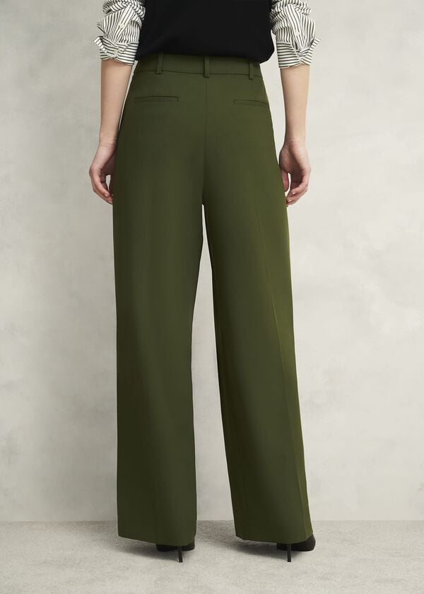 Hobbs Alya Wide Trousers Dark Fern Green