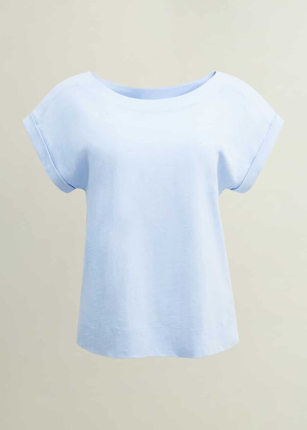 Hobbs Alycia Cotton Slub T-shirt Pale Blue