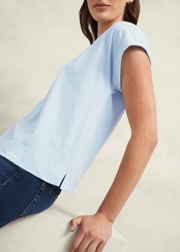Hobbs Alycia Cotton Slub T-shirt Pale Blue