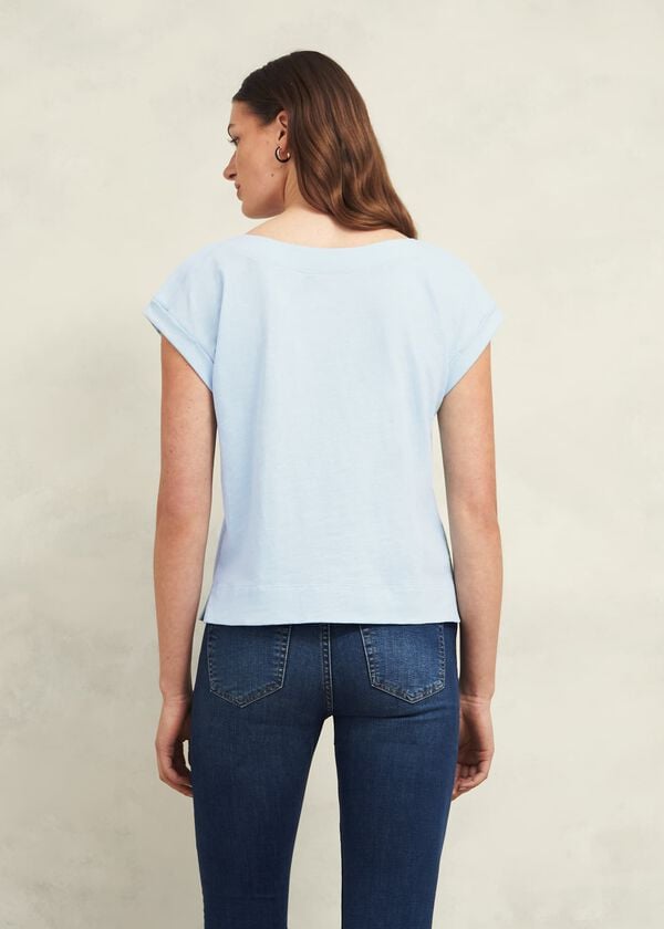 Hobbs Alycia Cotton Slub T-shirt Pale Blue