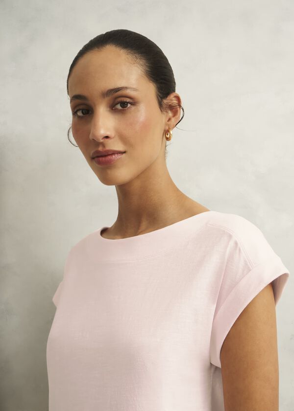 Hobbs Alycia Cotton Slub T-Shirt Pale Pink