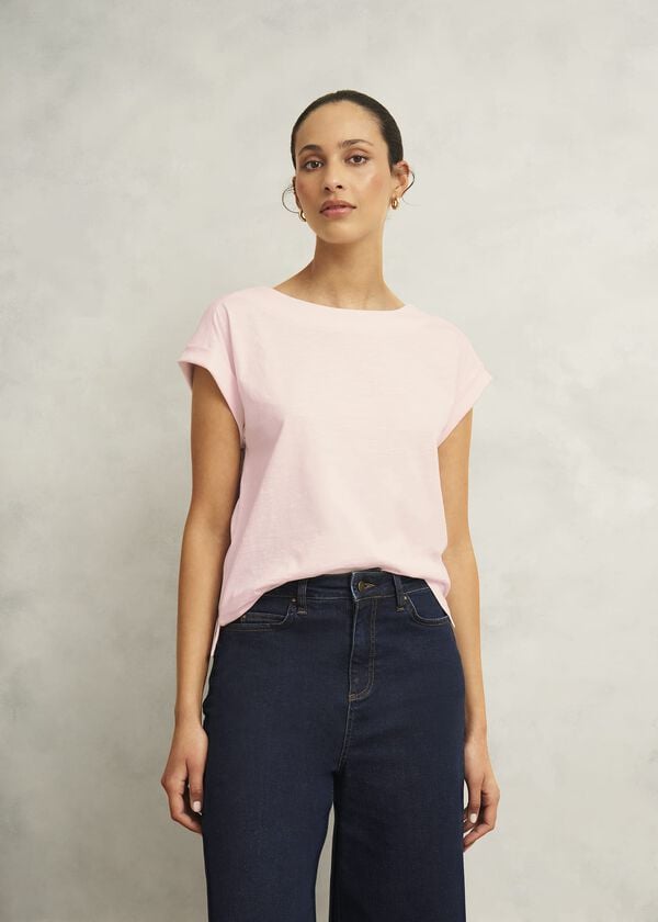 hobbs Alycia Cotton Slub T-Shirt Pale Pink