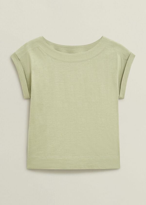 Hobbs Alycia Cotton Slub T-Shirt Pale Sage