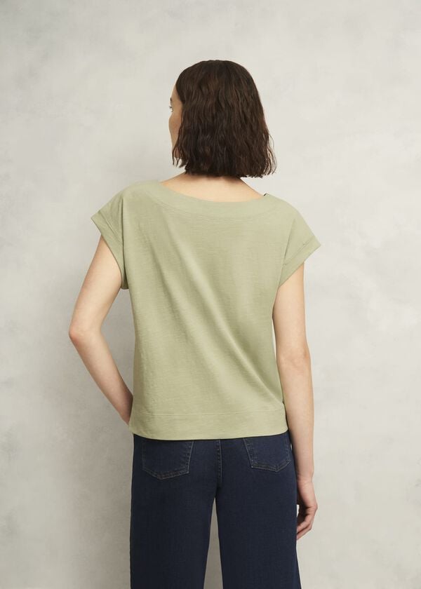 Hobbs Alycia Cotton Slub T-Shirt Pale Sage
