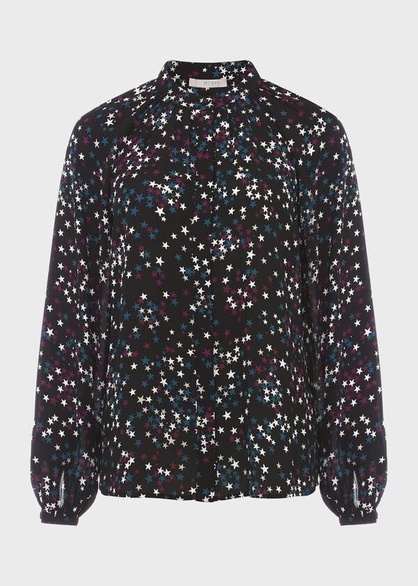 Hobbs Alycia Star Blouse Black Multi