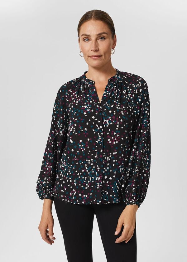 Hobbs Alycia Star Blouse Black Multi