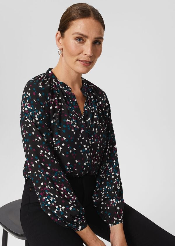 hobbs Alycia Star Blouse Black Multi