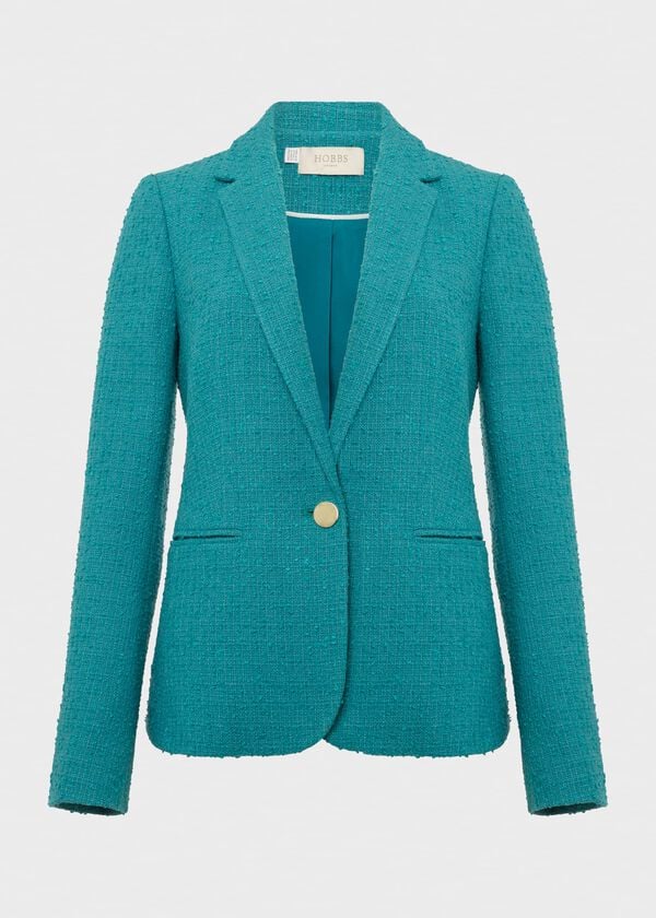 Hobbs Amara Textured Jacket Ocean Green