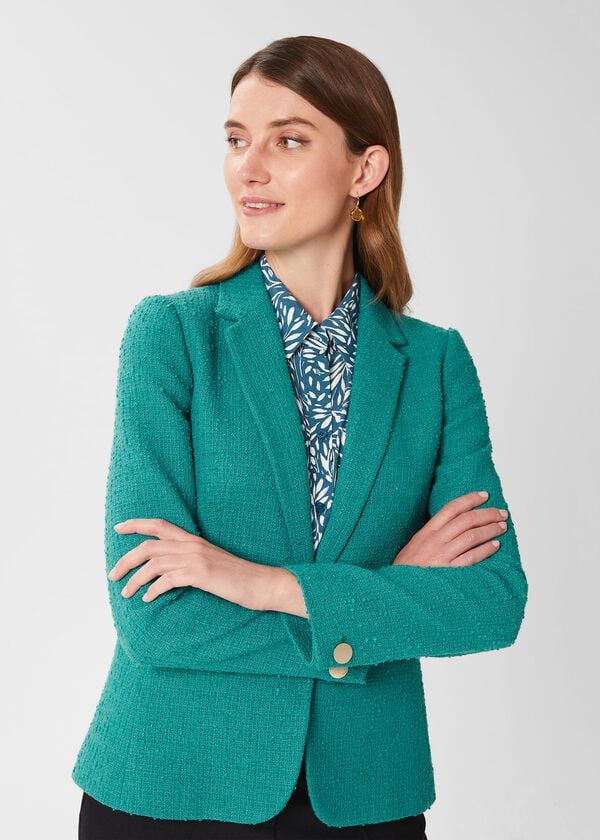 Hobbs Amara Textured Jacket Ocean Green