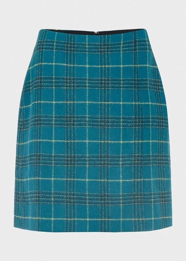 Hobbs Amaris A Line Wool Skirt Green Multi
