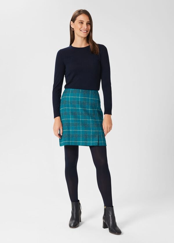 hobbs Amaris A line Wool Skirt Green Multi