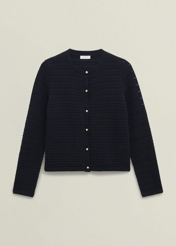 Hobbs Amber Cotton Cardigan Hobbs Navy