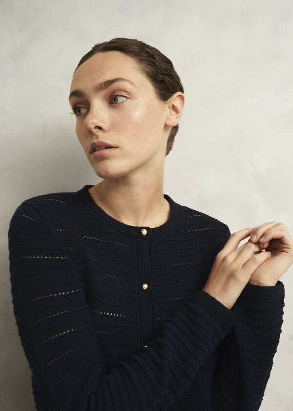 Hobbs Amber Cotton Cardigan Hobbs Navy